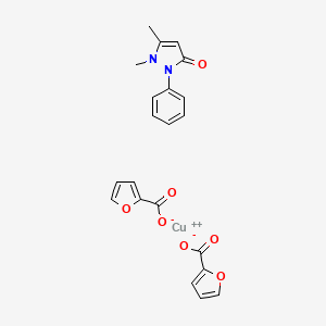 Copper, (1,2-dihydro-1,5-dimethyl-2-phenyl-3H-pyrazol-3-one-O)(2-furancarboxylato-O(sup 1), O(sup 2))(2-furancarboxylato-O(sup 2))-