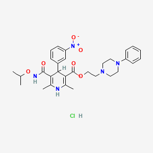 3-Pyridinecarboxylic acid, 1,4-dihydro-2,6-dimethyl-5-(((1-methylethoxy)amino)carbonyl)-4-(3-nitrophenyl)-, 2-(4-phenyl-1-piperazinyl)ethyl ester, monohydrochloride