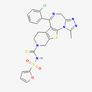 9-(2-chlorophenyl)-N-(furan-2-ylsulfonyl)-3-methyl-17-thia-2,4,5,8,14-pentazatetracyclo[8.7.0.02,6.011,16]heptadeca-1(10),3,5,8,11(16)-pentaene-14-carbothioamide