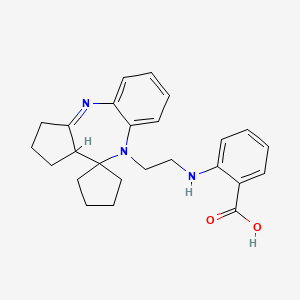 molecular formula C25H29N3O2 B12735338 Benzoic acid, 2-((2-(1,2,3,10a-tetrahydrospiro(benzo(b)cyclopenta(e)(1,4)diazepine-10(9),1'-cyclopent)-9-yl)ethyl)amino)- CAS No. 133308-02-8