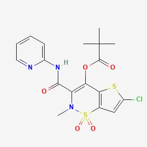 Propanoic acid, 2,2-dimethyl-, 6-chloro-2-methyl-3-((2-pyridinylamino)carbonyl)-2H-thieno(2,3-e)-1,2-thiazin-4-yl ester, S,S-dioxide