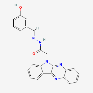 molecular formula C23H17N5O2 B12735376 6H-Indolo(2,3-b)quinoxaline-6-acetic acid, 2-((3-hydroxyphenyl)methylene)hydrazide CAS No. 116989-86-7