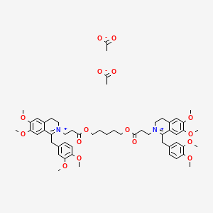 molecular formula C55H70N2O16 B12735438 Pentamethylenedi(oxy)bis(3-oxopropyl)bis(1-(3,4-dimethoxybenzyl)-3,4-dihydro-6,7-dimethoxyisoquinolinium) diacetate CAS No. 94023-63-9