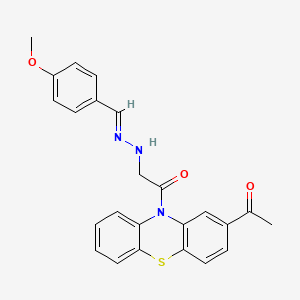 molecular formula C24H21N3O3S B12735490 2-Acetyl-10-((((4-methoxyphenyl)methylene)hydrazino)acetyl)-10H-phenothiazine CAS No. 89258-07-1