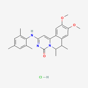 molecular formula C25H30ClN3O3 B12735511 4H-Pyrimido(6,1-a)isoquinolin-4-one, 6,7-dihydro-9,10-dimethoxy-6,7-dimethyl-2-((2,4,6-trimethylphenyl)amino)-, monohydrochloride CAS No. 108445-44-9