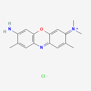 molecular formula C16H18N3O.Cl<br>C16H18ClN3O B12735571 3-Amino-7-(dimethylamino)-2,8-dimethylphenoxazin-5-ium chloride CAS No. 74447-68-0