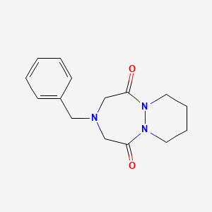 molecular formula C15H19N3O2 B12735588 1H-Pyridazino(1,2-a)(1,2,5)triazepine-1,5(2H)-dione, hexahydro-3-(phenylmethyl)- CAS No. 69405-17-0