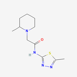 molecular formula C11H18N4OS B12735669 2-Methyl-N-(5-methyl-1,3,4-thiadiazol-2-yl)-1-piperidineacetamide CAS No. 141400-66-0