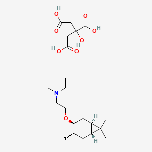 molecular formula C22H39NO8 B12735684 N,N-diethyl-2-[[(1R,3S,4S,6R)-4,7,7-trimethyl-3-bicyclo[4.1.0]heptanyl]oxy]ethanamine;2-hydroxypropane-1,2,3-tricarboxylic acid CAS No. 153222-88-9