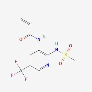 molecular formula C10H10F3N3O3S B12735716 2-Propenamide, N-(2-((methylsulfonyl)amino)-5-(trifluoromethyl)-3-pyridinyl)- CAS No. 141283-53-6