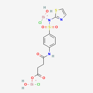 molecular formula C13H15Bi2Cl2N3O7S2 B12735973 Chlorohydroxybismuthino 3-(N-(4-(((chlorohydroxybismuthino)-2-thiazolylamino)sulphonyl)phenyl)carbamoyl)propionate CAS No. 93777-68-5