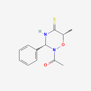 2H-1,2,4-Oxadiazine-5(6H)-thione, dihydro-2-acetyl-6-methyl-3-phenyl-, cis-(+-)-