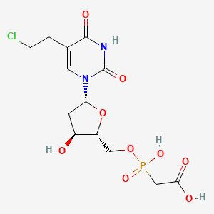 molecular formula C13H18ClN2O9P B12736067 (((2R,3S,5R)-5-(5-(2-Chloro-ethyl)-2,4-dioxo-3,4-dihydro-2H-pyrimidin-1-yl)-3-hydroxy-tetrahydro-furan-2-ylmethoxy}-hydroxy-phosphoryl)-acetic acid CAS No. 115365-27-0