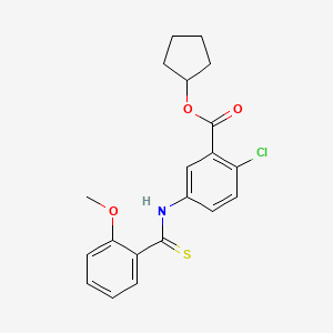 Benzoic acid, 2-chloro-5-(((2-methoxyphenyl)thioxomethyl)amino)-, cyclopentyl ester