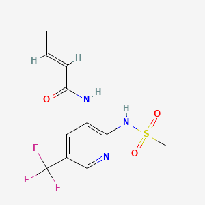 molecular formula C11H12F3N3O3S B12736180 N-(2-((Methylsulfonyl)amino)-5-(trifluoromethyl)-3-pyridinyl)-2-butenamide CAS No. 141283-95-6