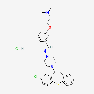 molecular formula C29H34Cl2N4OS B12736195 2-[3-[(E)-[4-(3-chloro-5,6-dihydrobenzo[b][1]benzothiepin-5-yl)piperazin-1-yl]iminomethyl]phenoxy]-N,N-dimethylethanamine;hydrochloride CAS No. 86759-08-2