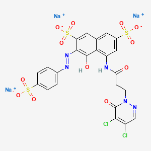 Trisodium 4-((3-(4,5-dichloro-6-oxo-6H-pyridazin-1-yl)propionyl)amino)-5-hydroxy-6-((4-sulphonatophenyl)azo)naphthalene-2,7-disulphonate