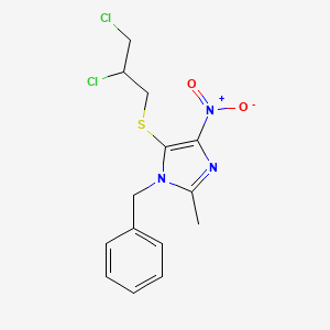 molecular formula C14H15Cl2N3O2S B12736310 5-((2,3-Dichloropropyl)thio)-2-methyl-4-nitro-1-(phenylmethyl)-1H-imidazole CAS No. 115906-52-0