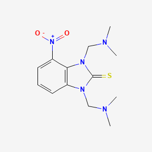 molecular formula C13H19N5O2S B12736344 2H-Benzimidazole-2-thione, 1,3-dihydro-1,3-bis((dimethylamino)methyl)-4-nitro- CAS No. 112094-07-2