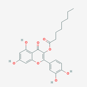 molecular formula C23H24O8 B12736359 Quercetin 3-caprylate CAS No. 87798-94-5