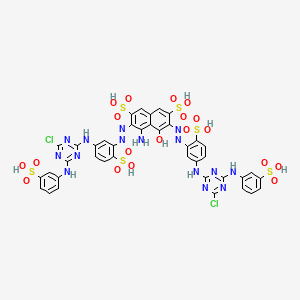 4-Amino-3,6-bis((5-((4-chloro-6-((3-sulphophenyl)amino)-1,3,5-triazin-2-yl)amino)-2-sulphophenyl)azo)-5-hydroxynaphthalene-2,7-disulphonic acid