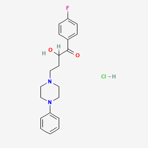 molecular formula C20H24ClFN2O2 B12736403 1-(4-Fluorophenyl)-2-hydroxy-4-(4-phenyl-1-piperazinyl)-1-butanone hydrochloride CAS No. 95217-21-3