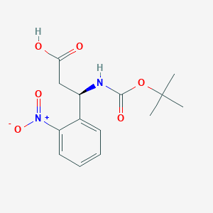 molecular formula C14H18N2O6 B1273644 (R)-3-((叔丁氧羰基)氨基)-3-(2-硝基苯基)丙酸 CAS No. 501015-23-2