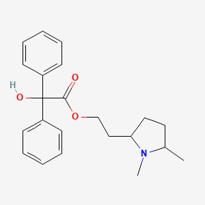 molecular formula C22H27NO3 B12736503 2-Pyrrolidinemethanol, 1,5-dimethyl-, benzilate CAS No. 102476-62-0