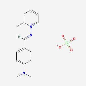 molecular formula C15H18ClN3O4 B12736555 1-(((4-(Dimethylamino)phenyl)methylene)amino)-2-methylpyridinium perchlorate CAS No. 121774-43-4