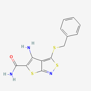 Thieno(2,3-c)isothiazole-5-carboxamide, 4-amino-3-((phenylmethyl)thio)-