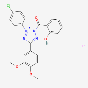 molecular formula C22H18ClIN4O4 B12736637 3-(4-Chlorophenyl)-5-(3,4-dimethoxyphenyl)-2-(2-hydroxybenzoyl)-2H-tetrazolium iodide CAS No. 89568-01-4