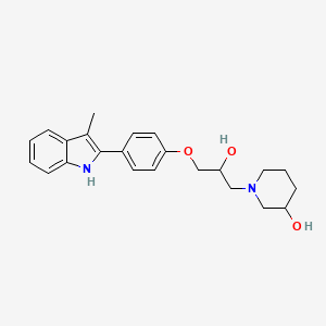 molecular formula C23H28N2O3 B12736698 3-Hydroxy-alpha-((4-(3-methyl-1H-indol-2-yl)phenoxy)methyl)-1-piperidineethanol CAS No. 88737-51-3