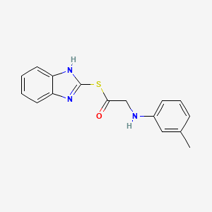 molecular formula C16H15N3OS B12736705 Ethanethioic acid, ((3-methylphenyl)amino)-, S-1H-benzimidazol-2-yl ester CAS No. 83408-78-0