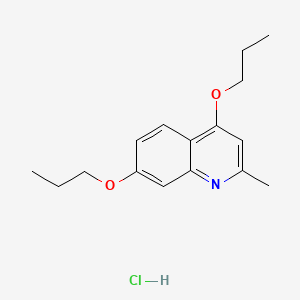 molecular formula C16H22ClNO2 B12736710 Quinaldine, 4,7-dipropoxy-, hydrochloride CAS No. 94113-19-6