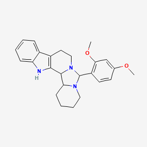 molecular formula C25H29N3O2 B12736736 9-(2,4-dimethoxyphenyl)-8,10,20-triazapentacyclo[11.7.0.02,10.03,8.014,19]icosa-1(13),14,16,18-tetraene CAS No. 119464-15-2