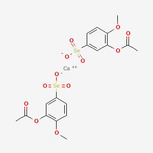 molecular formula C18H18CaO12Se2 B12736818 3-(Acetyloxy)-4-methoxybenzeneselenonic acid calcium salt CAS No. 94772-90-4