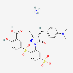 molecular formula C26H26N4O9S2 B12736838 Ammonium hydrogen 5-((2-(4-((4-(dimethylamino)phenyl)methylene)-4,5-dihydro-3-methyl-5-oxo-1H-pyrazol-1-yl)-4-sulphonatophenyl)sulphonyl)salicylate CAS No. 84100-44-7