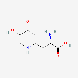 molecular formula C8H10N2O4 B12736889 2-Pyridinepropanoic acid, alpha-amino-1,4-dihydro-5-hydroxy-4-oxo-, (S)- CAS No. 60343-50-2