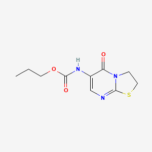 molecular formula C10H13N3O3S B12736905 (2,3-Dihydro-5-oxo-5H-thiazolo(3,2-a)pyrimidin-6-yl)carbamic acid propyl ester CAS No. 93501-15-6