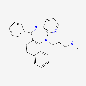 molecular formula C27H26N4 B12736970 13H-Benzo(i)pyrido(2,3-b)(1,4)benzodiazepine-13-propanamine, N,N-dimethyl-7-phenyl- CAS No. 132411-88-2