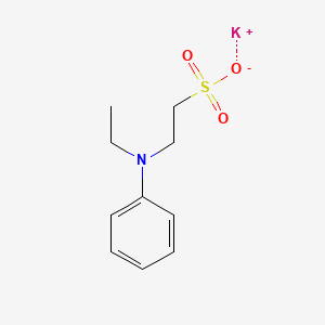 molecular formula C10H14KNO3S B12736985 Ethanesulfonic acid, 2-(ethylphenylamino)-, potassium salt CAS No. 71673-16-0