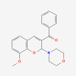 molecular formula C21H21NO4 B12736992 (8-Methoxy-2-(4-morpholinyl)-2H-1-benzopyran-3-yl)phenylmethanone CAS No. 122438-07-7