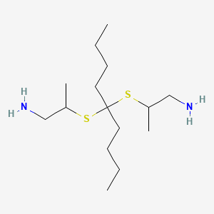 molecular formula C15H34N2S2 B12737001 1-Propanamine, 2,2'-((1-butylpentylidene)bis(thio))bis- CAS No. 91485-94-8