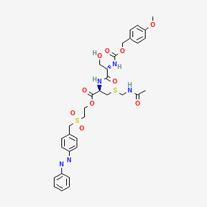 molecular formula C33H39N5O10S2 B12737025 2-((4-(Phenylazo)benzyl)sulphonyl)ethyl S-(acetamidomethyl)-N-(N-((4-methoxybenzyloxy)carbonyl)-L-seryl)-L-cysteinate CAS No. 84712-94-7