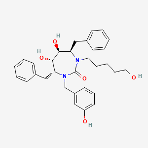 molecular formula C31H38N2O5 B12737061 2H-1,3-Dazepin-2-one, hexahydro-5,6-dihydroxy-1-(5-hydroxypentyl)-3-((3-hydroxyphenyl)methyl)-4,7-bis(phenylmethyl)-, (4R,5S,6S,7R)- CAS No. 167824-58-0