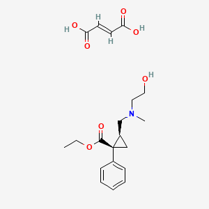 molecular formula C20H27NO7 B12737089 (E)-but-2-enedioic acid;ethyl (1R,2S)-2-[[2-hydroxyethyl(methyl)amino]methyl]-1-phenylcyclopropane-1-carboxylate CAS No. 85467-28-3