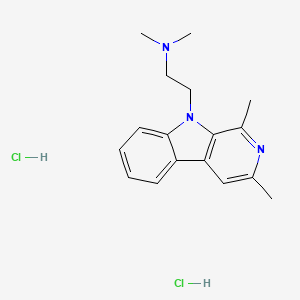 molecular formula C17H23Cl2N3 B12737130 9H-Pyrido(3,4-b)indole, 1,3-dimethyl-9-(2-(dimethylamino)ethyl)-, dihydrochloride CAS No. 102206-95-1