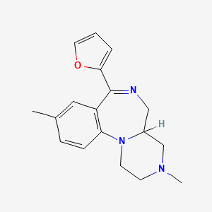 molecular formula C18H21N3O B12737150 1,2,3,4,4a,5-Hexahydro-3,9-dimethyl-7-(2-furanyl)pyrazino(1,2-a)(1,4)benzodiazepine CAS No. 87566-39-0