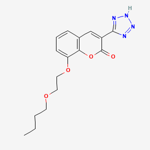 molecular formula C16H18N4O4 B12737219 2H-1-Benzopyran-2-one, 8-(2-butoxyethoxy)-3-(1H-tetrazol-5-yl)- CAS No. 80916-84-3