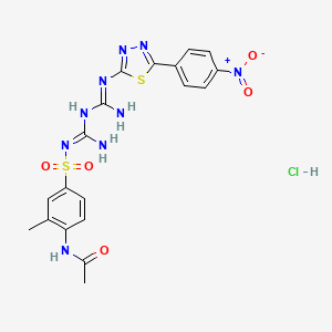 Acetamide, N-(4-(((imino((imino((5-(4-nitrophenyl)-1,3,4-thiadiazol-2-yl)amino)methyl)amino)methyl)amino)sulfonyl)-2-methylphenyl)-, monohydrochloride